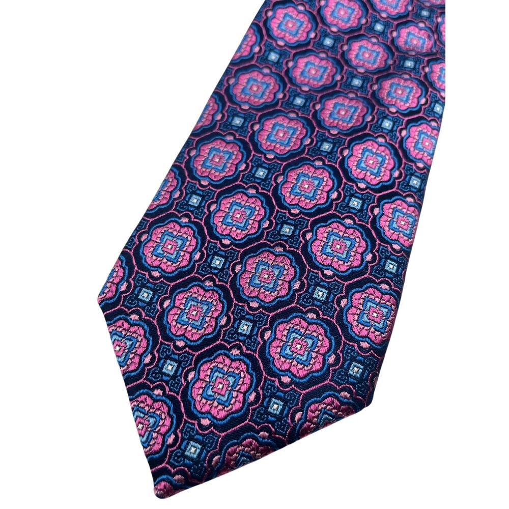 NWT $80 Ted Baker Silk Pink Blue Neck Tie Made in Italy